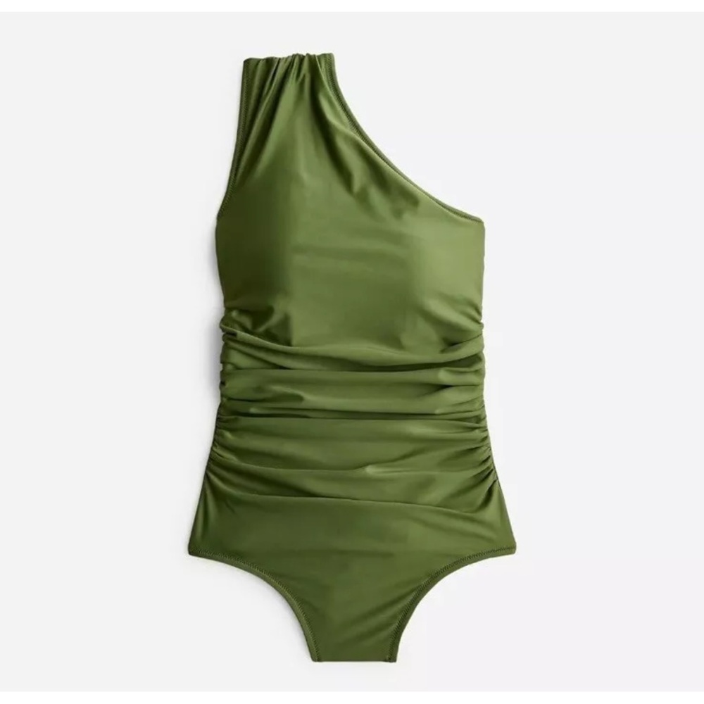 J.Crew Olive Green One-Shoulder Swimsuit